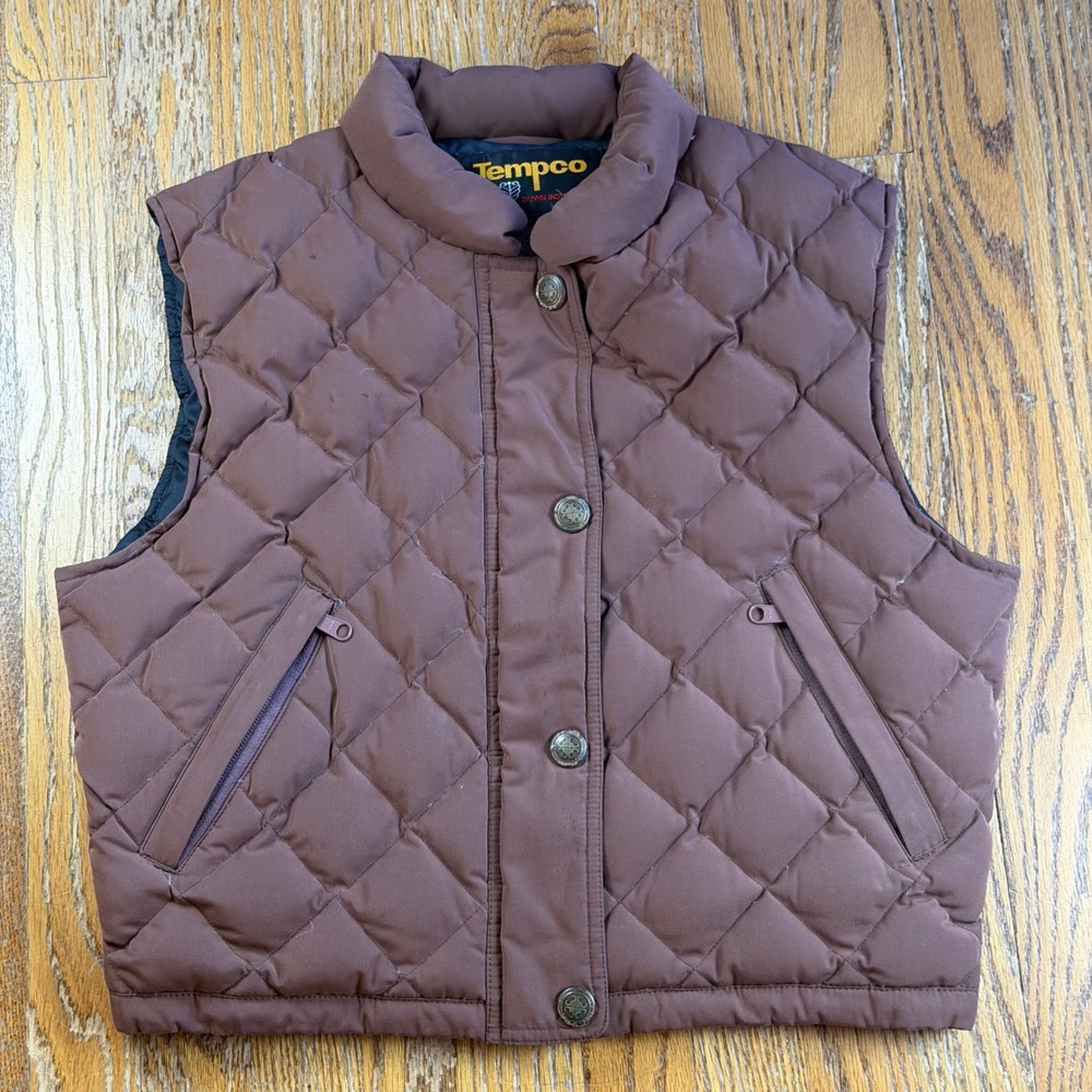 Vintage Tempco Gerry Cody II Down Insulated Quilted Vest Brown Womens Small